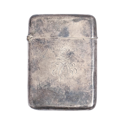 306 - A Victorian silver card case, crested, 80mm, by Deakin & Francis Ltd, Birmingham 1884, 1oz 11dwt... 