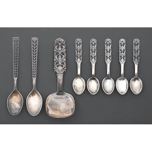 338 - Eight various Norwegian silver serving and other spoons, mid 20th c, various makers, 3ozs 11dwts... 