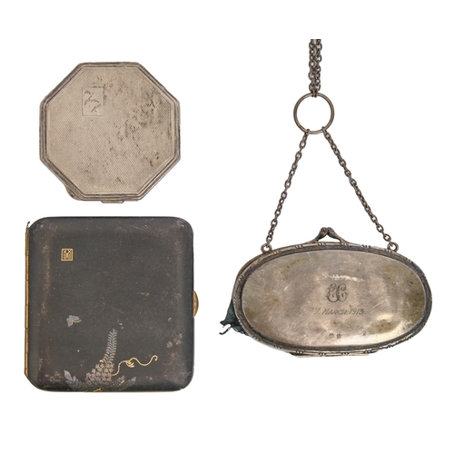 339 - A George VI octagonal silver compact, engine turned, 70 x 70mm, by Smith & Bartlam, Birmingham 1... 