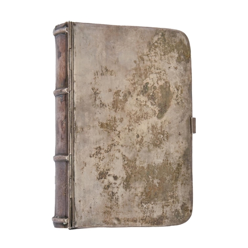 348 - A Continental silver book cover, probably for a prayer book or missal, 18th/early 19th c, the hinged... 