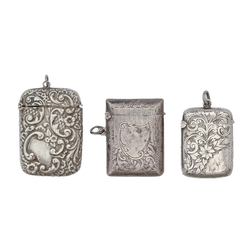 353 - Two silver vesta cases, 43 and 47mm, both Birmingham, by John Edward Wilmot, 1899 and John Gilbert, ... 