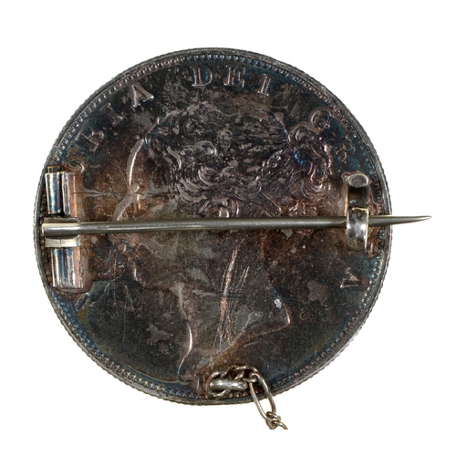 617 - A Victorian silver halfcrown mounted as a brooch