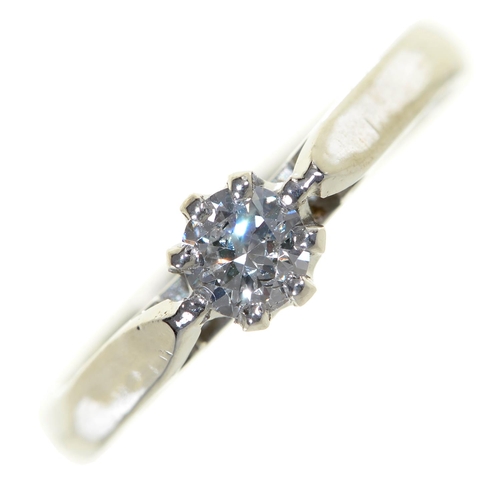 62 - A diamond ring, with round brilliant cut diamond, in platinum, 4.5g, size N½