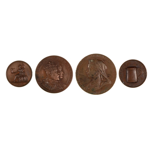 621 - Four Victorian commemorative and other bronze medals, 1897 and later, various sizes