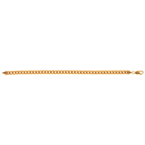 64 - A 9ct gold flat curb bracelet, 20cm l, Convention marked, 14.5g