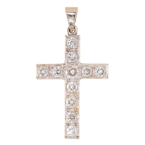 67 - A diamond cross, in 18ct white gold, 30mm, Sheffield, date letter rubbed, 5.8g