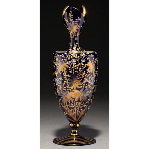 764 - A Venetian gilt, silvered and enamelled blue glass vase, early 20th c, 24cm