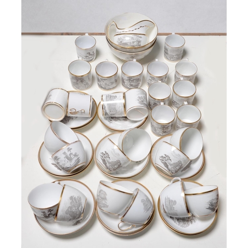 778 - A study collection of Spode pattern 557 bat printed tea ware, c1810, comprising 15 coffee cans of bu... 