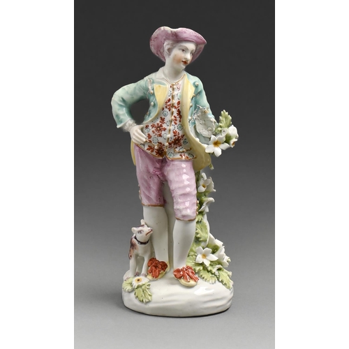 780 - A Derby figure of a garland shepherd, c1770, 15cm h