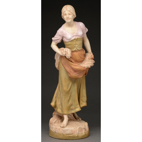 834 - A Royal Dux figure of a gleaner, 1919-1939, 54cm h, mark impressed on a pink triangular pad, impress... 