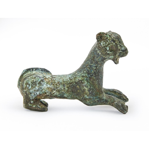 853 - Antiquities. A Roman bronze miniature sculpture of a panther, Britain, 2nd-4th Century AD, 38mm l... 