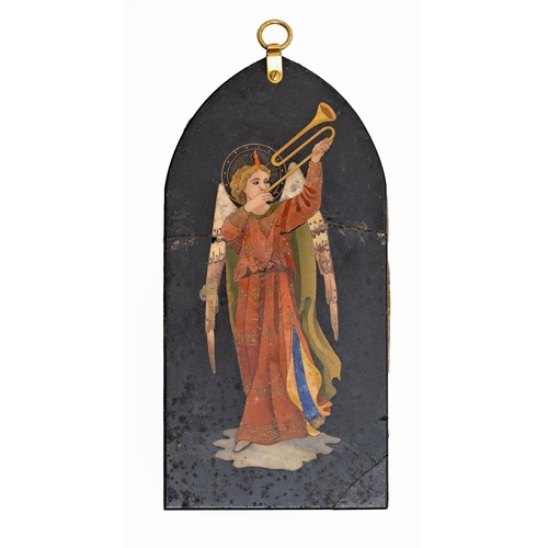 860 - An Italian pietre dure plaque of an angel, late 19th c, 20.5 x 10cm