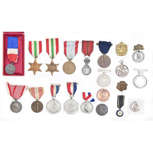 869 - Seventeen various silver and other campaign, commemorative and miscellaneous medals, British and for... 