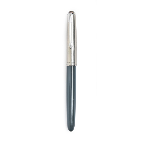 891 - A Parker grey fountain pen, with stainless steel cap