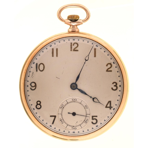 91 - A Swiss 9ct gold keyless lever watch,  in plain case, 47mm diam, Birmingham 1935, 48.4g... 