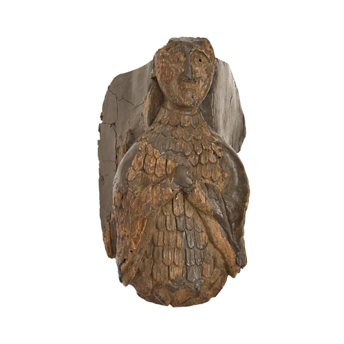 910 - A carved wood angel corbel, 15th c, 25cm h