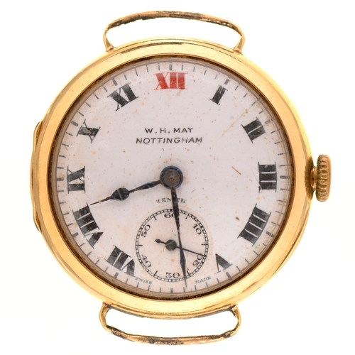 93 - A Zenith 18ct gold wristlet watch, gold cuvette, 30mm diam, import marked Glasgow 1925, 26.2g... 