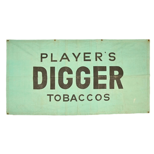 997 - Advertising. A green canvas banner inscribed PLAYERS DIGGER TOBACCOS, second quarter 20th c, 105 x 2... 