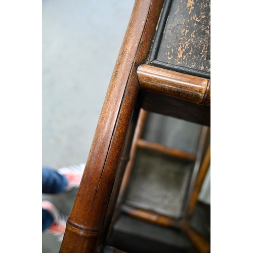 1197 - A Victorian bamboo and Minton tiled hall stand, the set of four Minton, Hollins & Co 8