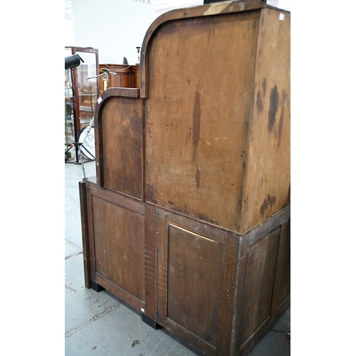 1255 - Dentistry. A rare English Art Deco walnut and ebonised  dental surgeon's cabinet, with chromium plat... 