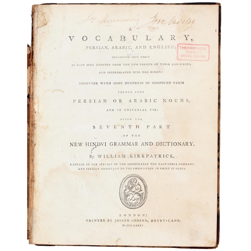 136 - Kirkpatrick (William, Captain in the Service of the Honourable the East-India Company, and Persian S... 