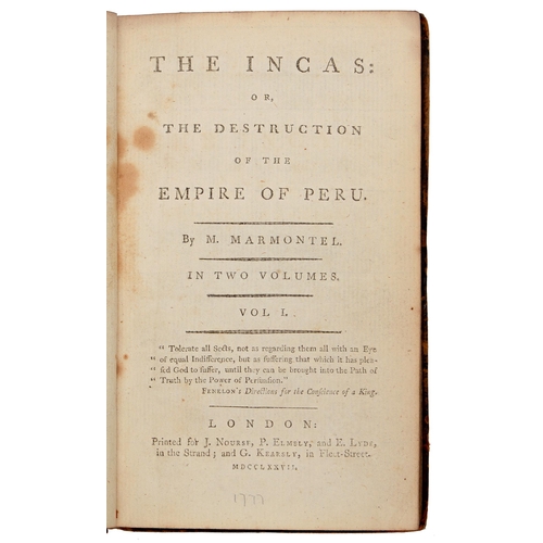 141 - Literature. Marmontel [(Jean-François)], The Incas: or, The Destruction of the Empire of Peru, two-v... 