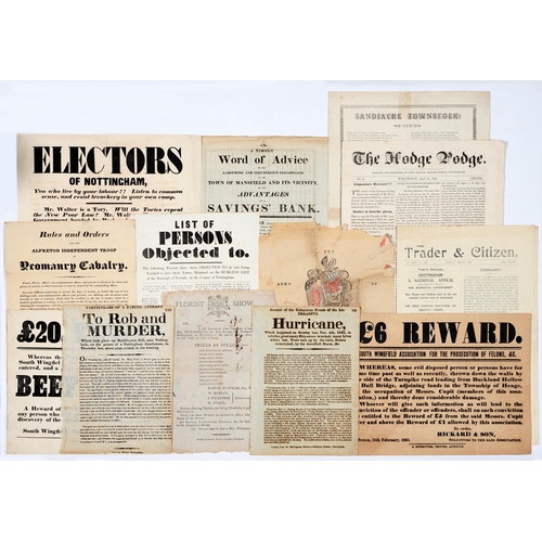 300 - Local Interest. Nottinghamshire and Derbyshire broadsides and sheets of printed ephemera, early-mid ... 