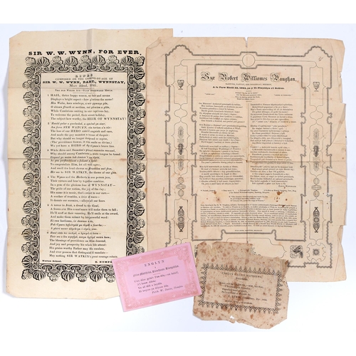 336 - Wales. Four pieces of 19th c Welsh printed ephemera, comprising a broadside, Humphreys (D., of Norto... 