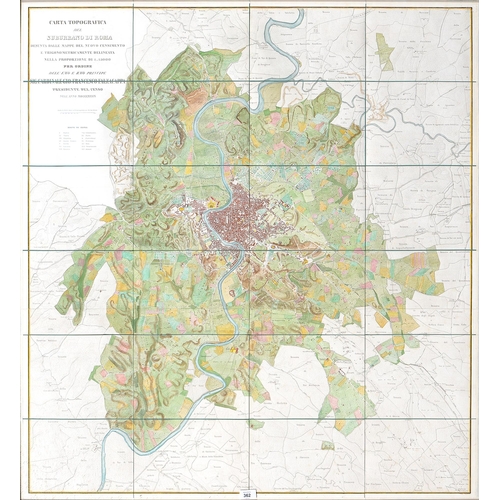 362 - Grand Tour Rome. Filippo Trojani, early-mid 19th c - Carta topografica del suburbano di Roma, 1:1500... 