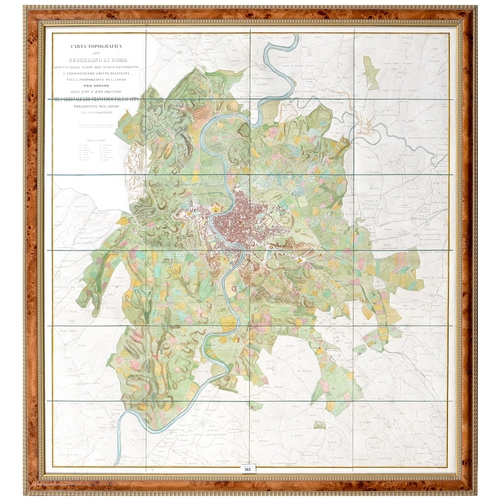 362 - Grand Tour Rome. Filippo Trojani, early-mid 19th c - Carta topografica del suburbano di Roma, 1:1500... 