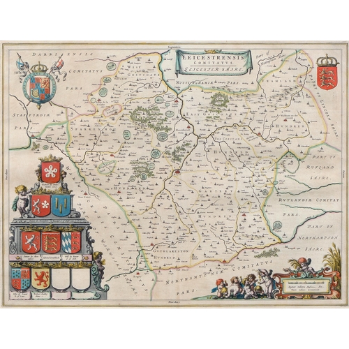 363 - Johan Blaeu (1596-1673) - Leicestershire, double-page county map, s.l., s.n., n.d. [c. 1650], copper... 