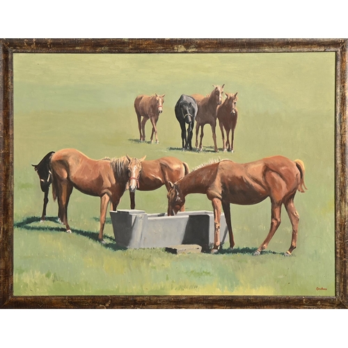 465 - Derek Carruthers (1935-2021) - Mares and Foals, signed, dated July-August 1990 verso, oil on canvas,... 