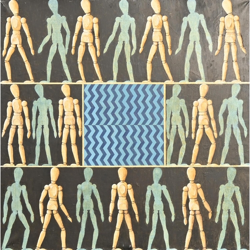 466 - Derek Carruthers (1935-2021) - Untitled (lay figures), signed verso, oil on canvas, 91 x 91cm, unfra... 