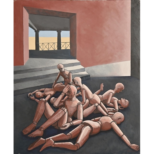 474 - Derek Carruthers (1935-2021) - Untitled (lay figures), signed, oil on canvas, 153 x 122cm, unframed... 