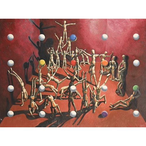 484 - Derek Carruthers (1935-2021) - Untitled (lay figures), dated April-Aug 1996, oil on canvas, 148 x 19... 