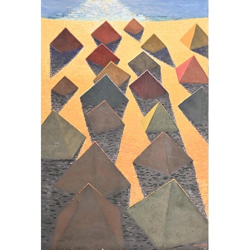 495 - Derek Carruthers (1935-2021) - Pyramids, signed, signed again on the stretcher, oil on canvas, 183 x... 