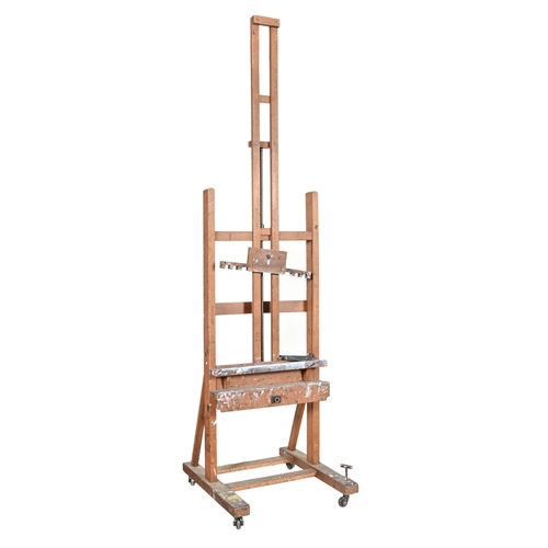 631 - Derek Carruthers (1935-2021) artist's studio easel, early 20th c, maximum canvas 162cm h; 60cm w... 