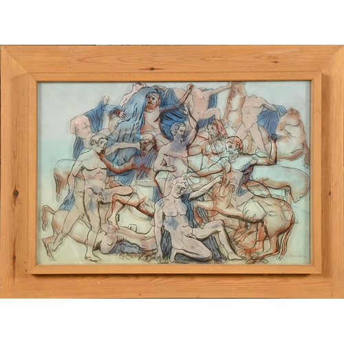 644 - Derek Carruthers (1935-2021) - Study for Cruel Fights 1985, signed, dated and inscribed verso, oil o... 