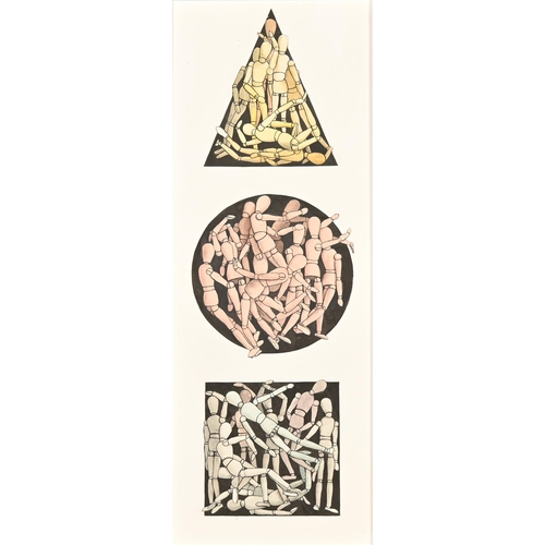 648 - Derek Carruthers (1935-2021) - Untitled (lay figures), mixed media on wood, 120.5 x 45cm and smaller... 