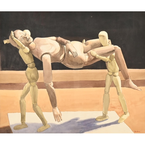 650 - Derek Carruthers (1935-2021) - Untitled (lay figures), two, both signed, watercolour, 51 x 60.5cm an... 