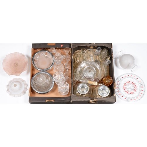 778 - Miscellaneous glassware, including three glass jelly moulds, bowls, decanters, port glasses, a 1920s... 