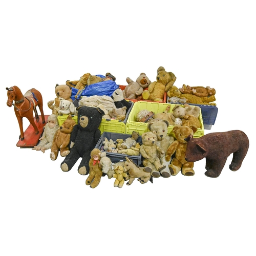 855 - A large quantity of stuffed teddy bears, early 20th c and later, various manufacturers and size... 