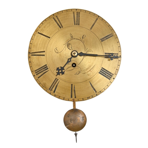 950 - A hook and spike wall timepiece,  with engraved and lacquered brass dial Winterhalder &... 