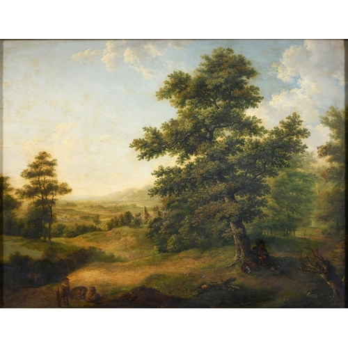 1090 - Balthasar Paul Ommeganck (1755-1826) - Landscape with Peasants, oil on panel, 61 x 78cm... 