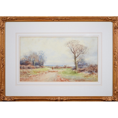 1091 - Alexander Molyneux Stannard (1878-1975) - Driving Sheep, signed, watercolour, 29 x 50cm... 