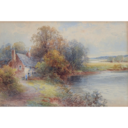 1108 - Frank Gresley (1855-1936) - A Riverside Cottage South Derbyshire, signed, watercolour, 19.5 x 30cm... 