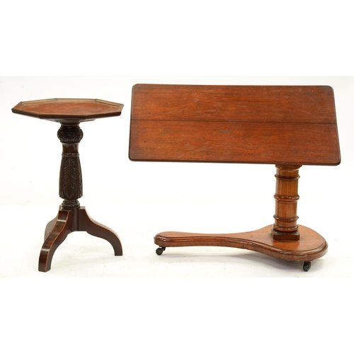 1176 - A Victorian telescopic mahogany invalid's table, the adjustable top 46 x 96cm and an octagonal mahog... 