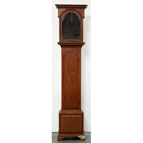 1209 - A George III waxed pine longcase clockcase,  212cm h