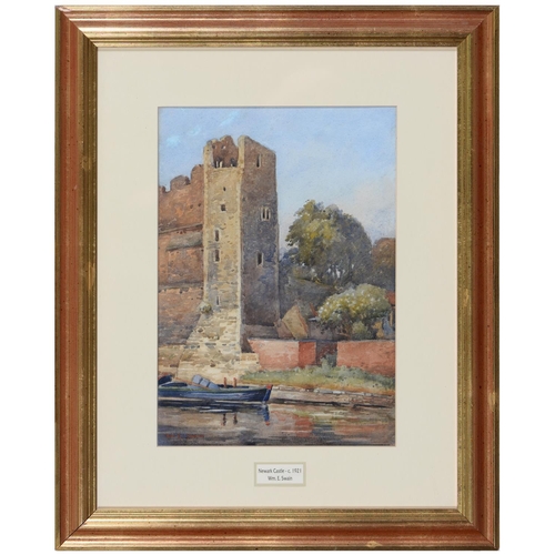 1013 - John Edwards (c1820-1888) - Wilford Ferry, signed, oil on board, 29 x 59.5cm, two watercolours, one ... 