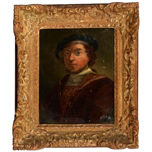 1031 - Follower of Rembrandt - Portrait of a Man with a Gold Chain, oil on canvas partly laid on panel, 22.... 